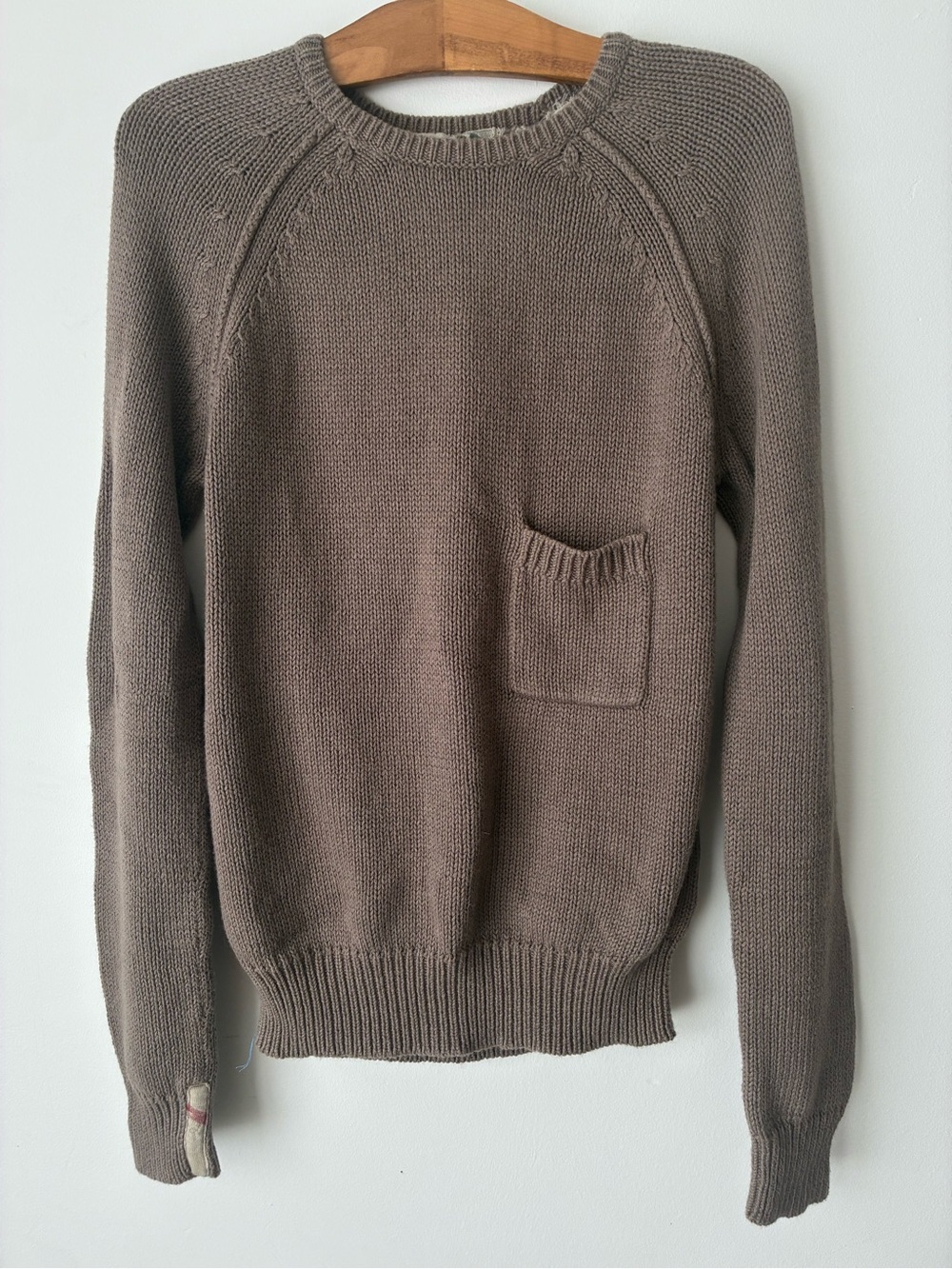 Burberry Sweater Men's Small Cashmere Brown Crewneck Pocket Sweater
